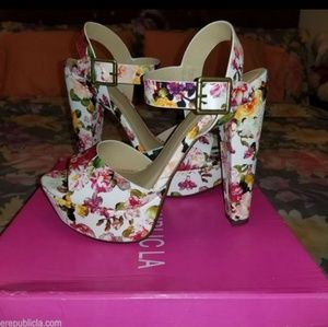 Floral platform heels